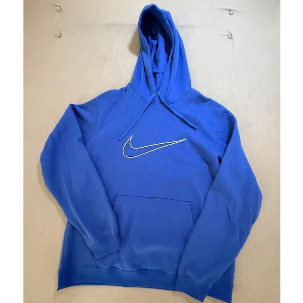 Vintage Nike Blue Tag Center Swoosh Hoodie XL Pullover Drawstring Long Sleeve